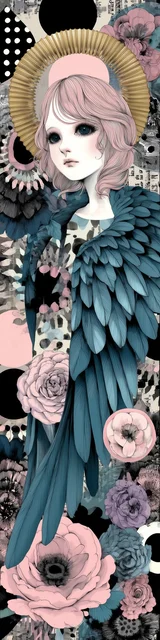 Free angel bookmark featuring downward wings angel